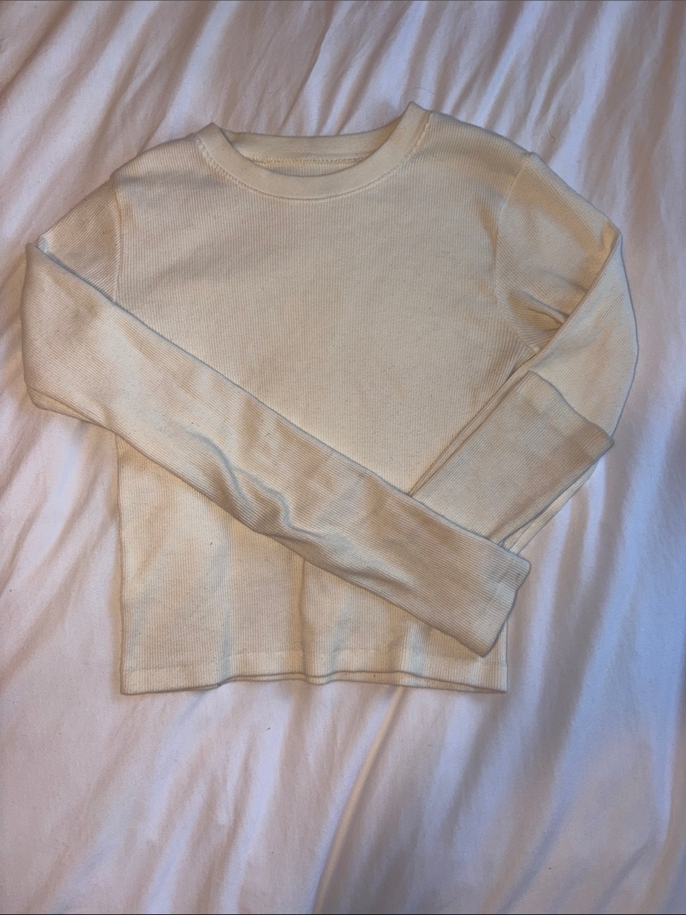 Brandy Melville Cream Long Sleeve Thermal Top for Kids